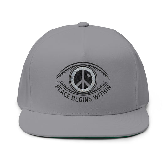Embroidered Snapback Cap ‘Peace Begins Within’